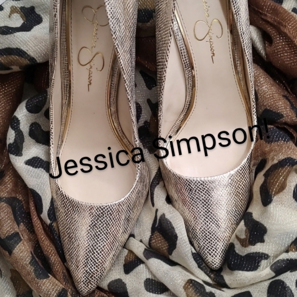 Jessica Simpson Snakeskin Heels - Gold and Black